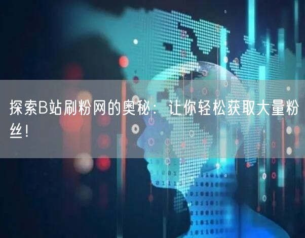 探索B站刷粉网的奥秘：让你轻松获取大量粉丝！