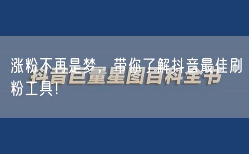 涨粉不再是梦，带你了解抖音最佳刷粉工具！